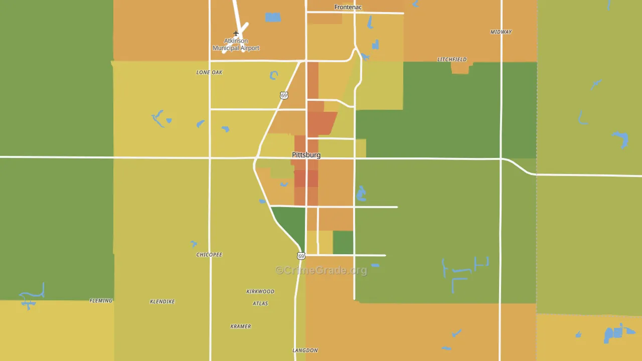 Pittsburg, KS Map of Murder Rates