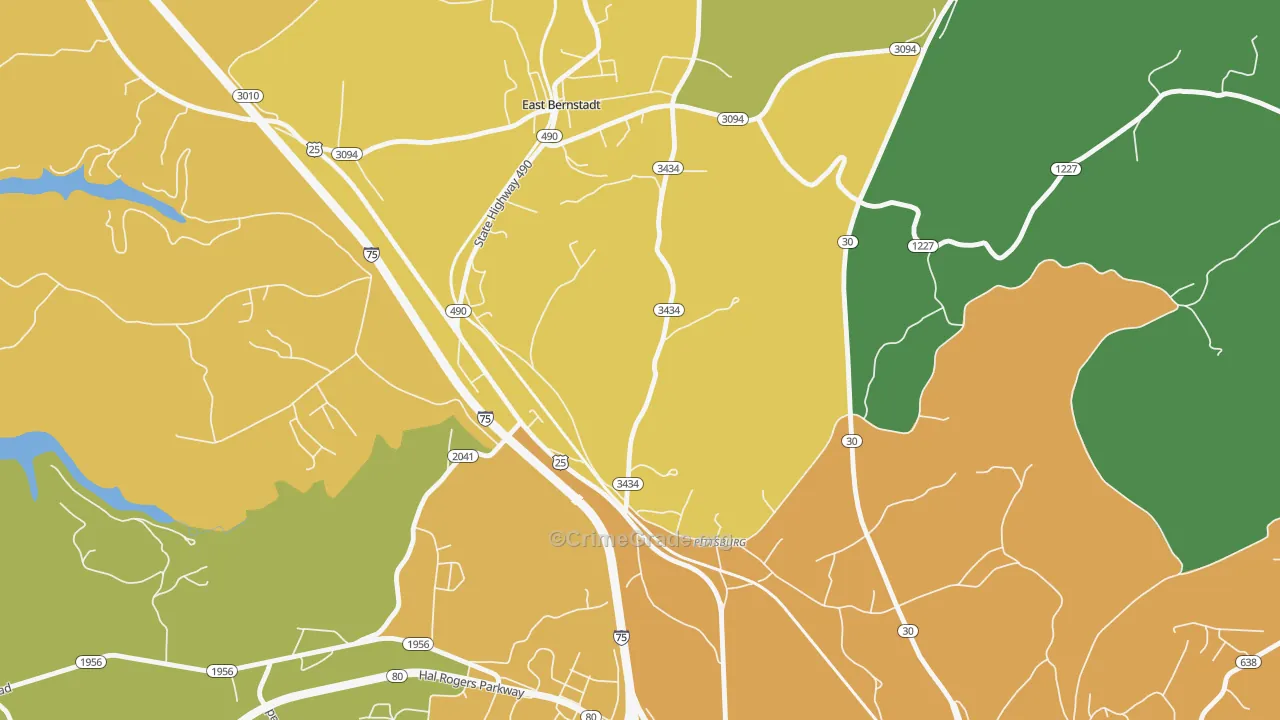 Pittsburg, KY Map of Murder Rates