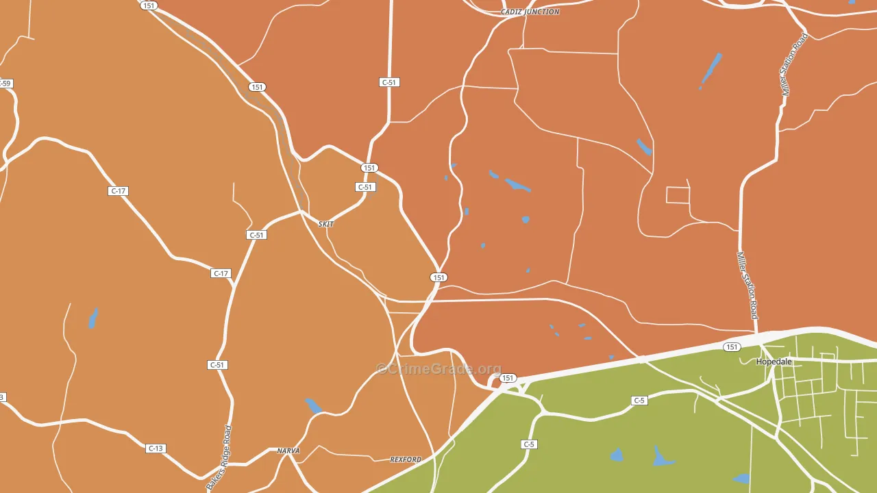 Pittsburgh Junction, OH Map of Murder Rates