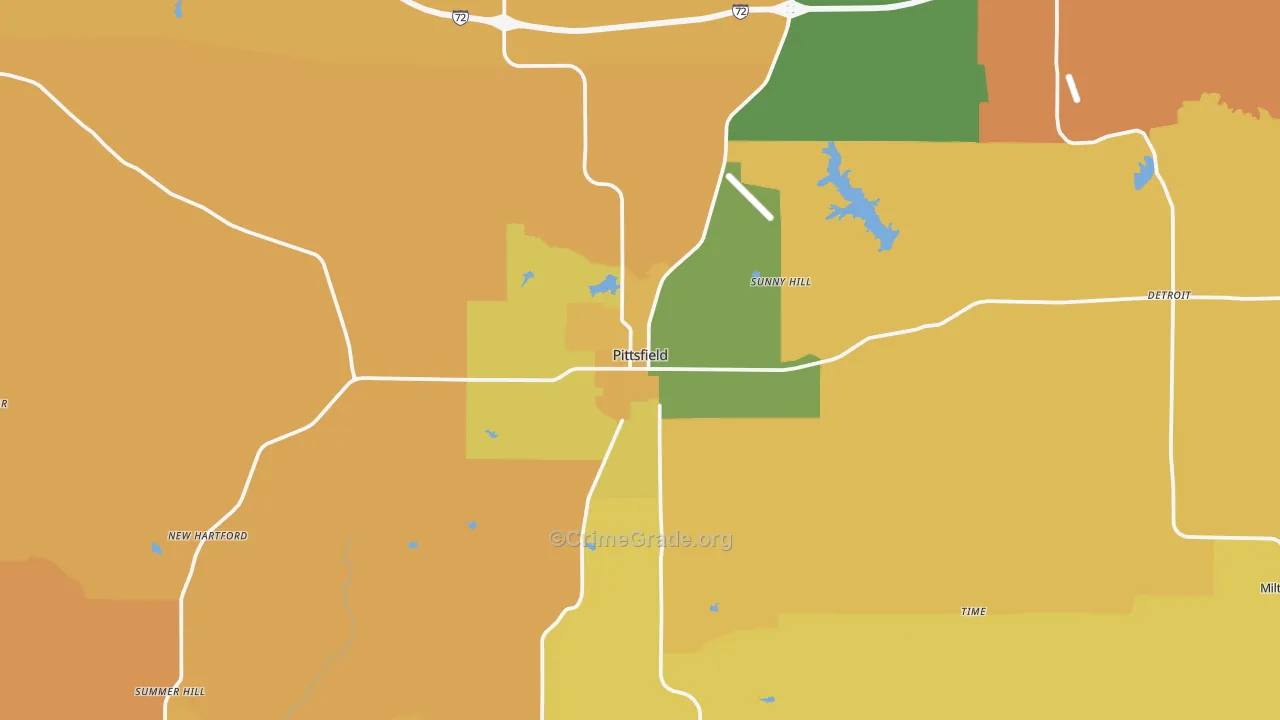 Pittsfield, IL Map of Murder Rates