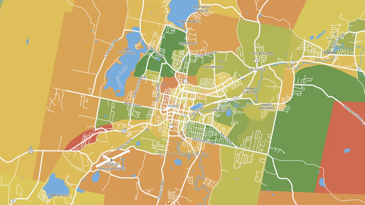 Pittsfield, MA Map of Murder Rates