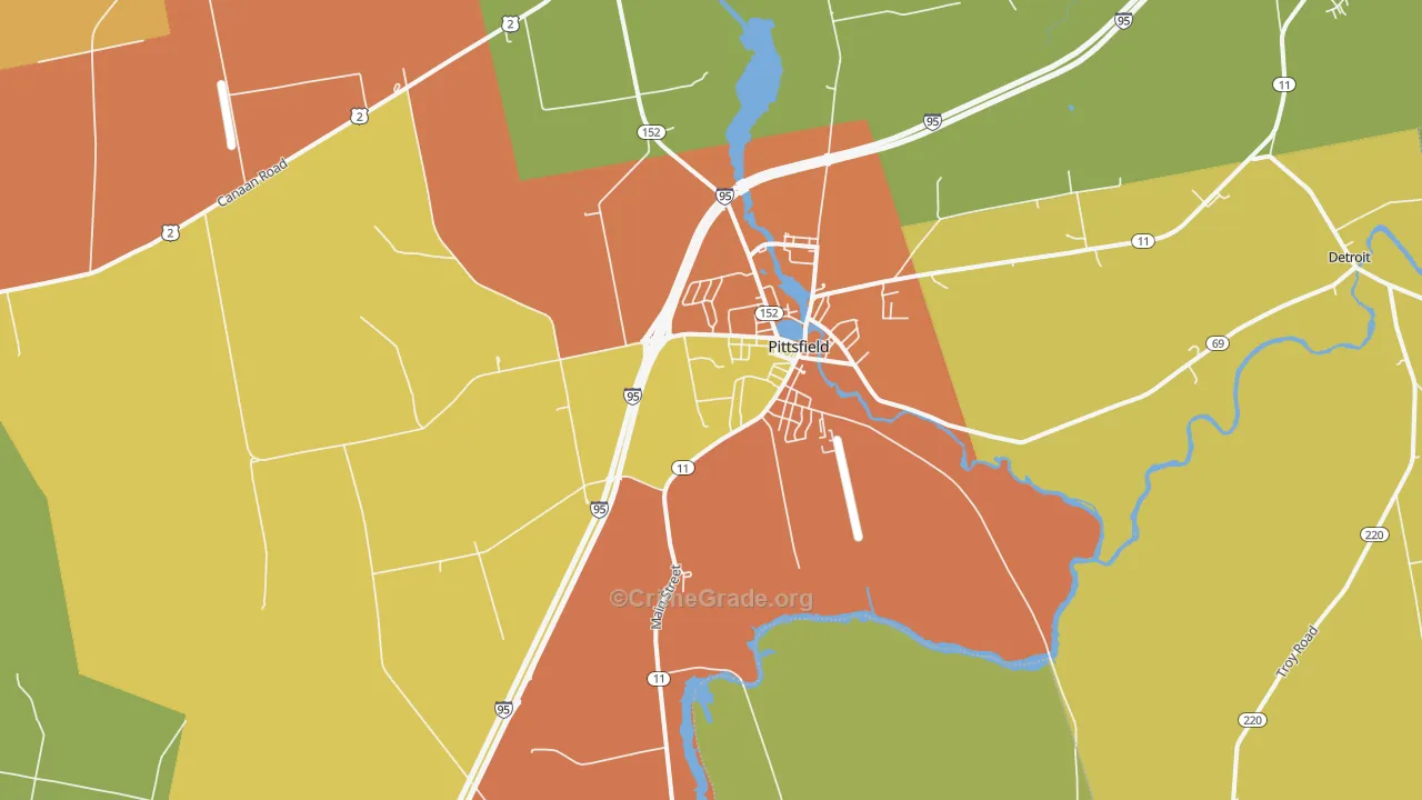 Pittsfield, ME Map of Murder Rates