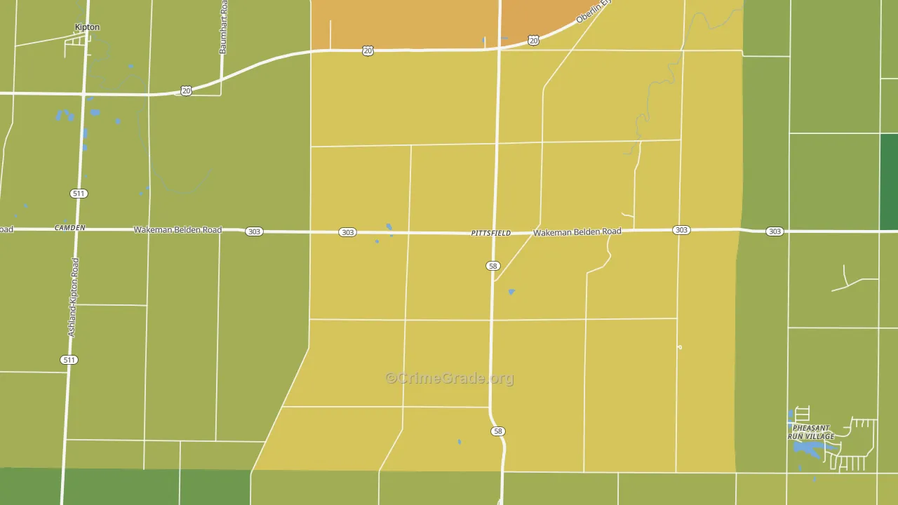 Pittsfield, OH Map of Murder Rates