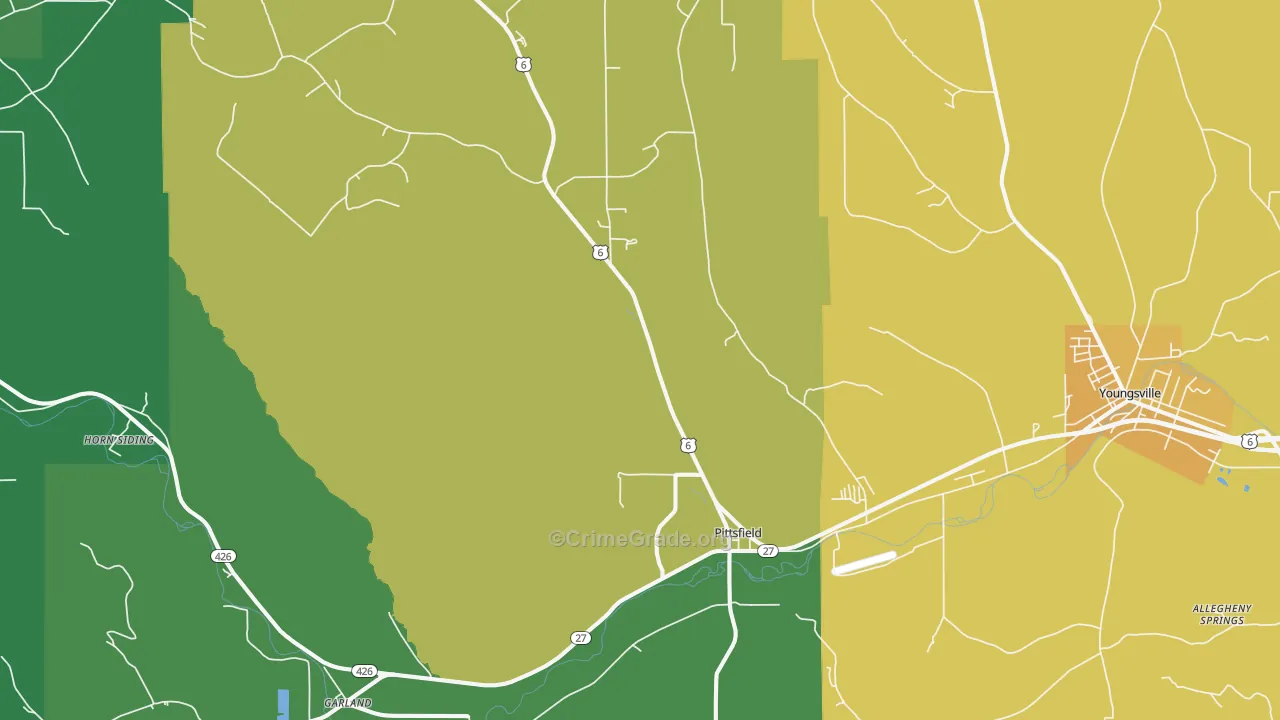 Pittsfield, PA Map of Murder Rates