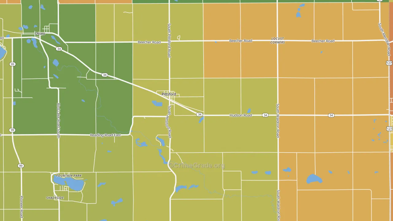 Pittsford, MI Map of Murder Rates