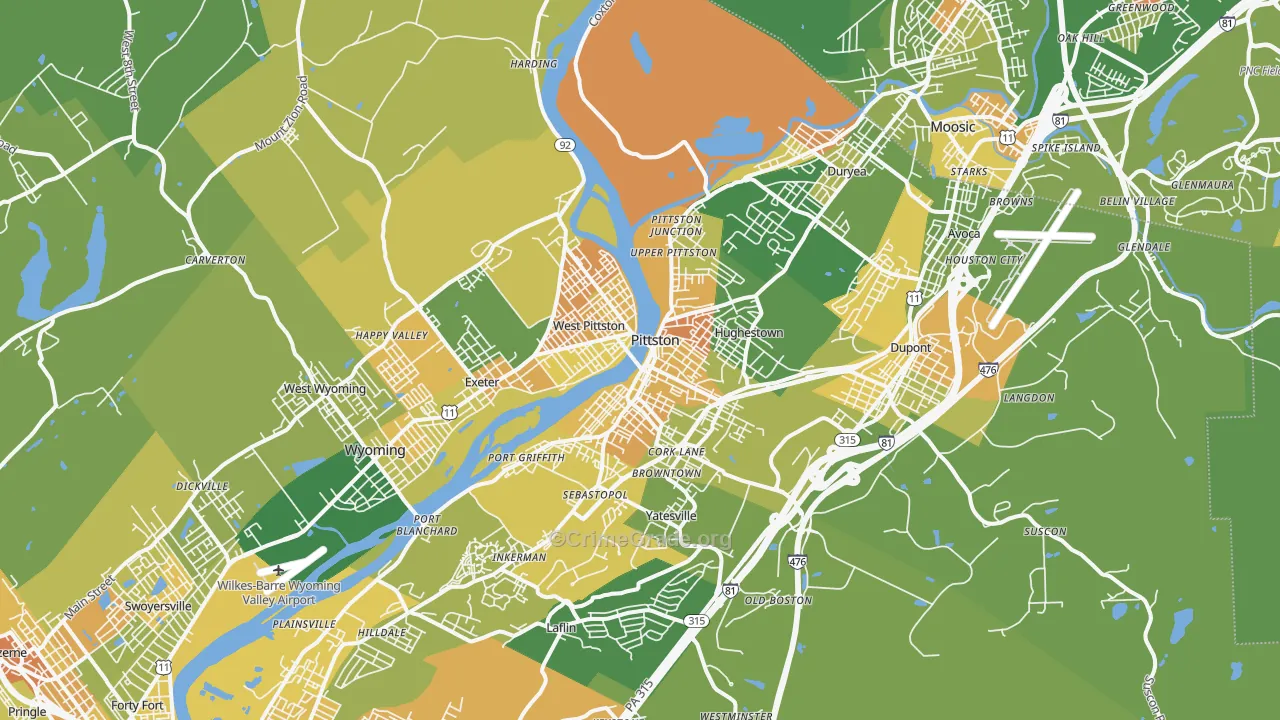 Pittston, PA Map of Murder Rates