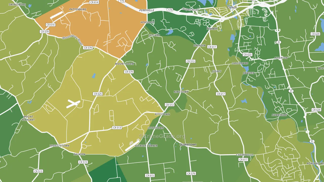 Pittstown, NJ Map of Murder Rates