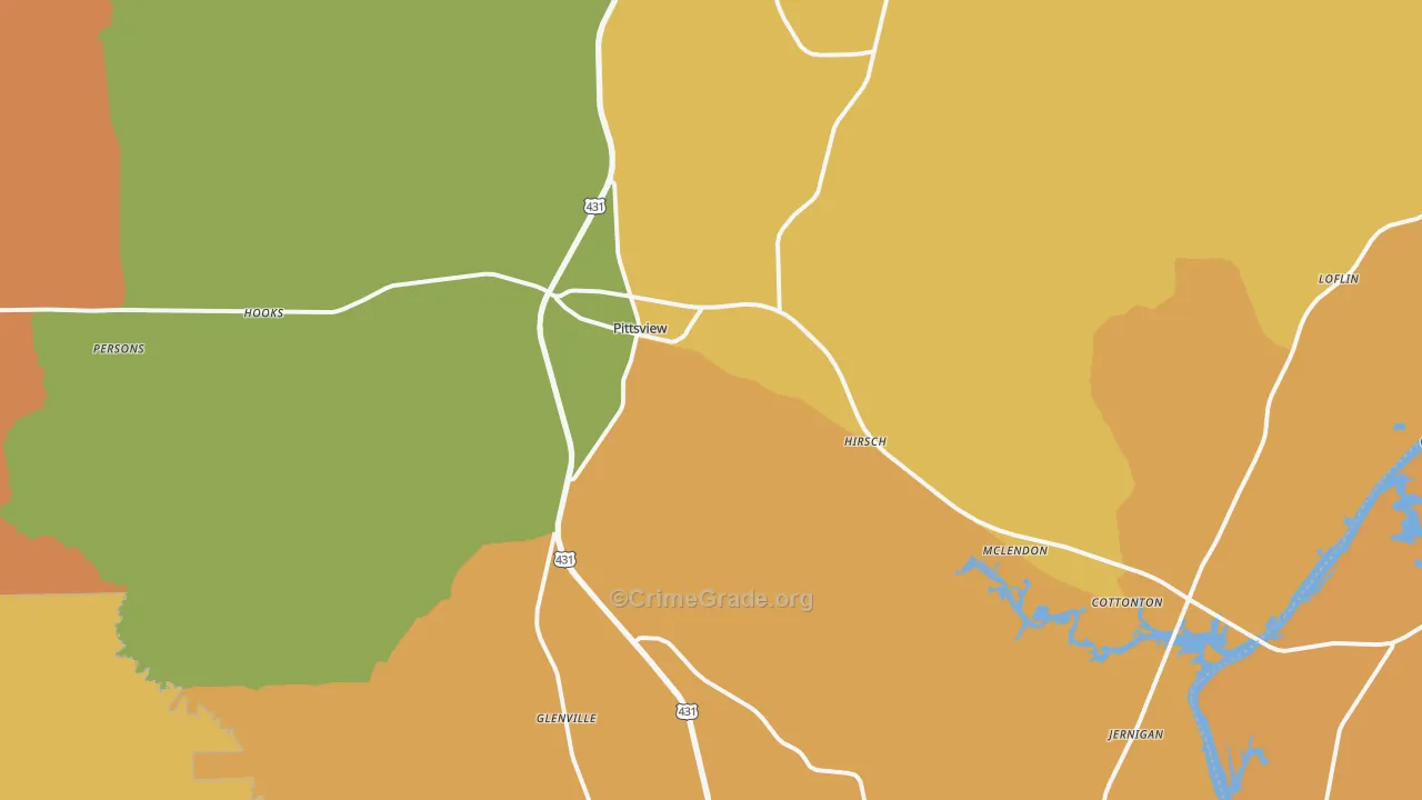 Pittsview, AL Map of Murder Rates