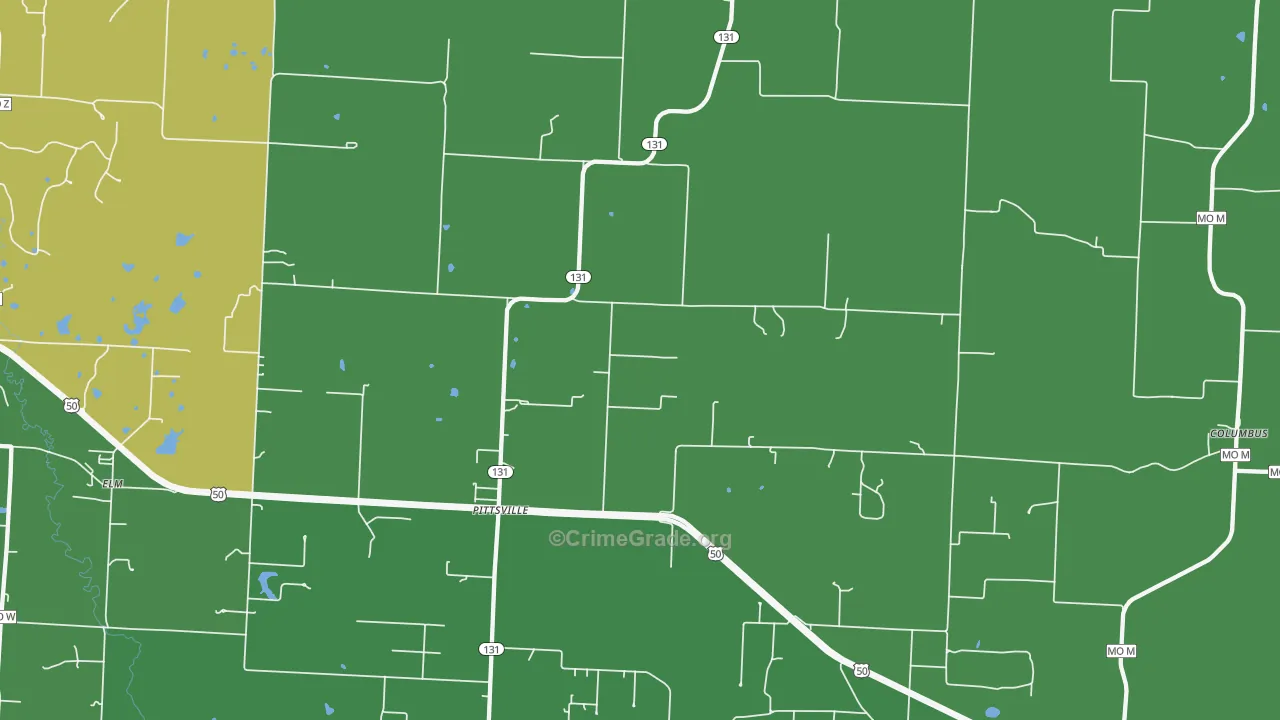 Pittsville, MO Map of Murder Rates