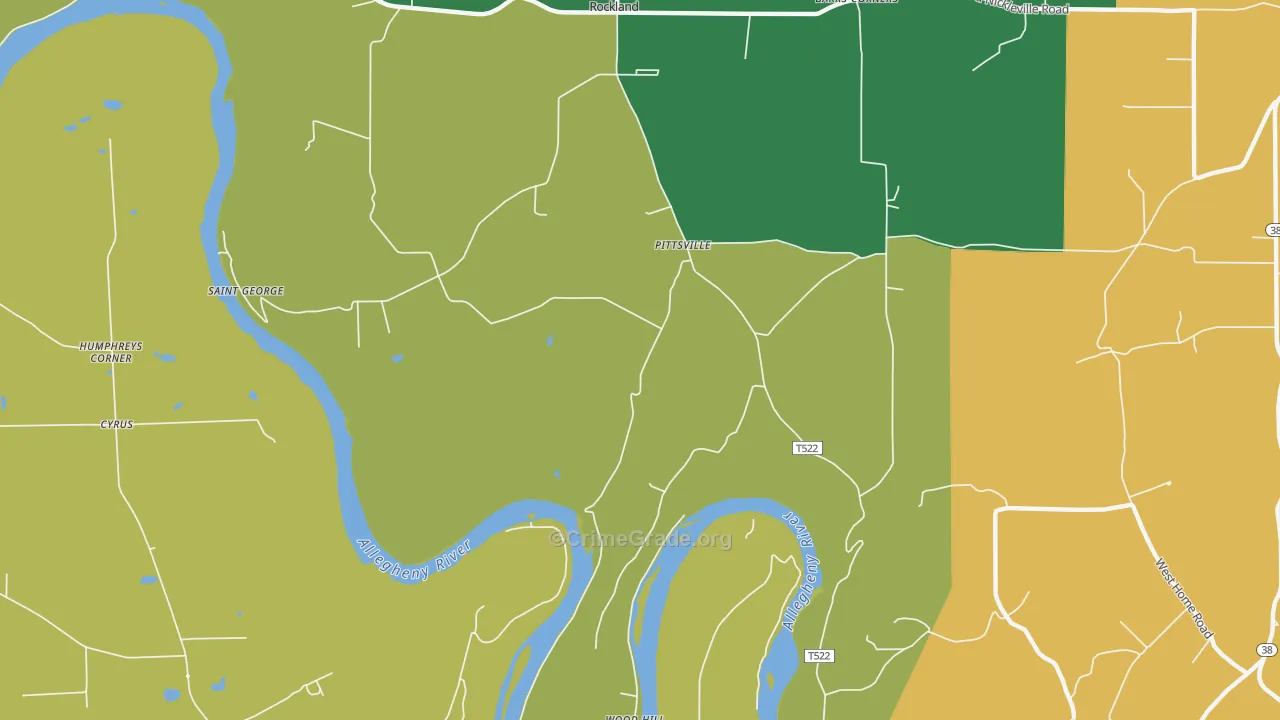 Pittsville, PA Map of Murder Rates