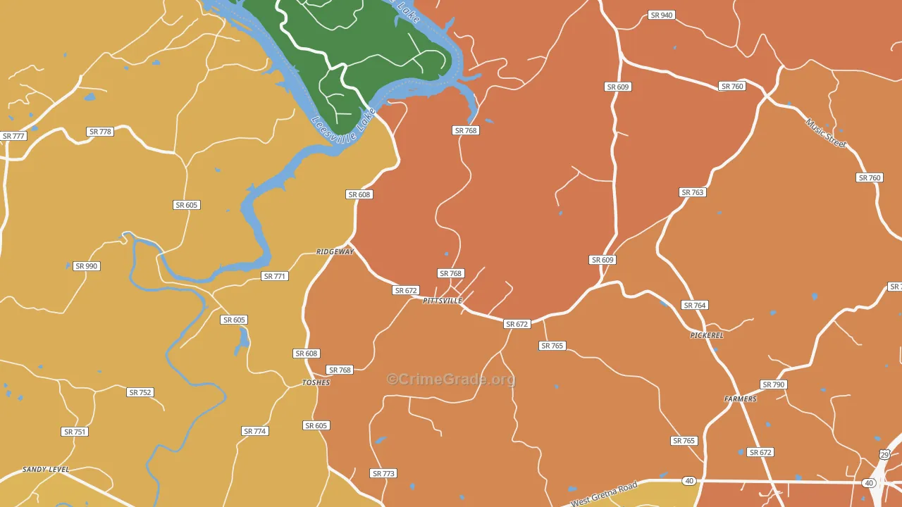 Pittsville, VA Map of Murder Rates