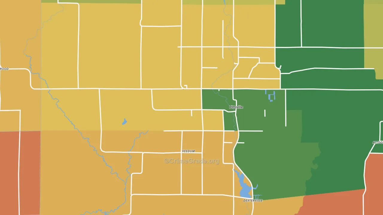Pittsville, WI Map of Murder Rates