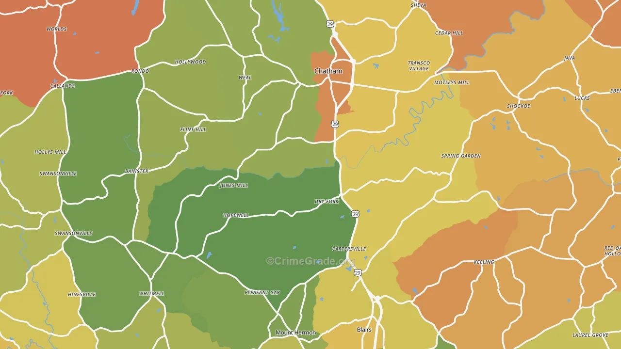 Pittsylvania County, VA Map of Murder Rates