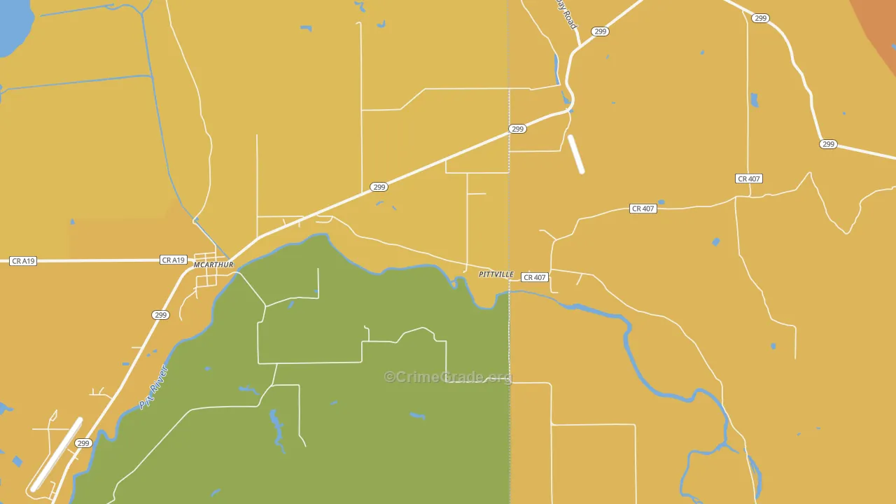 Pittville, CA Map of Murder Rates