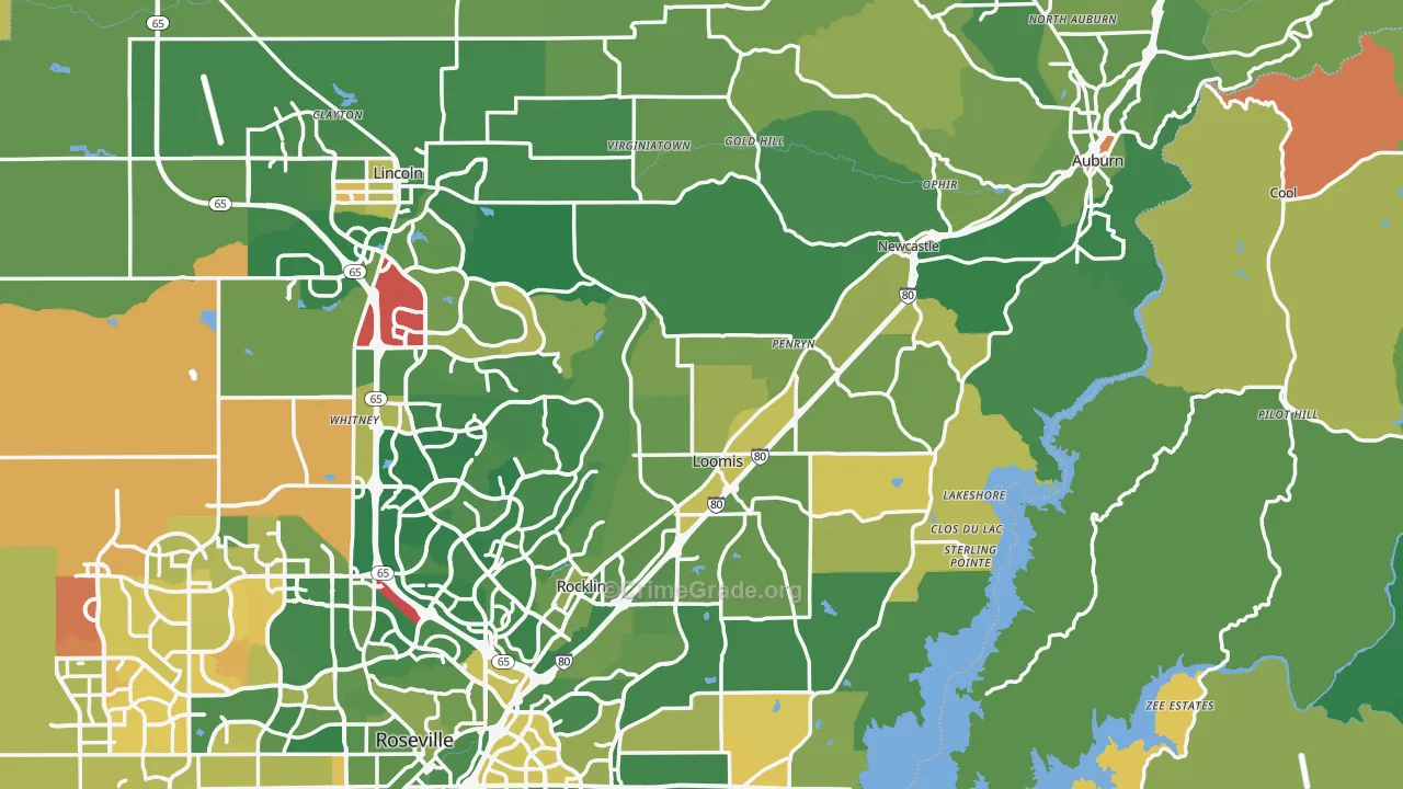 Placer County, CA Map of Murder Rates