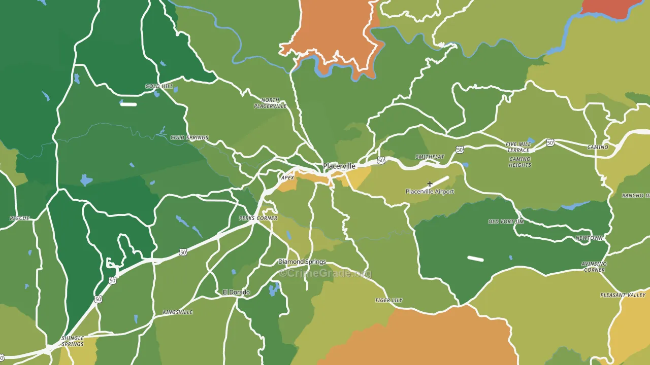 Placerville, CA Map of Murder Rates