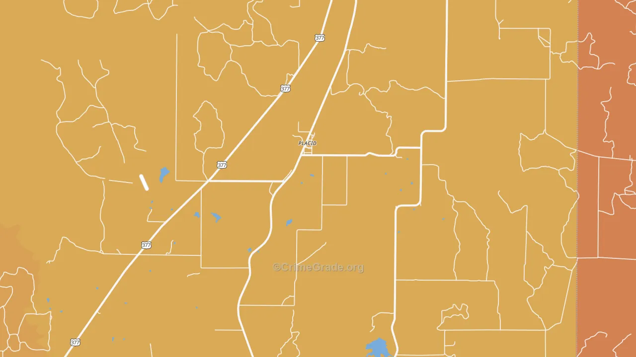Placid, TX Map of Murder Rates