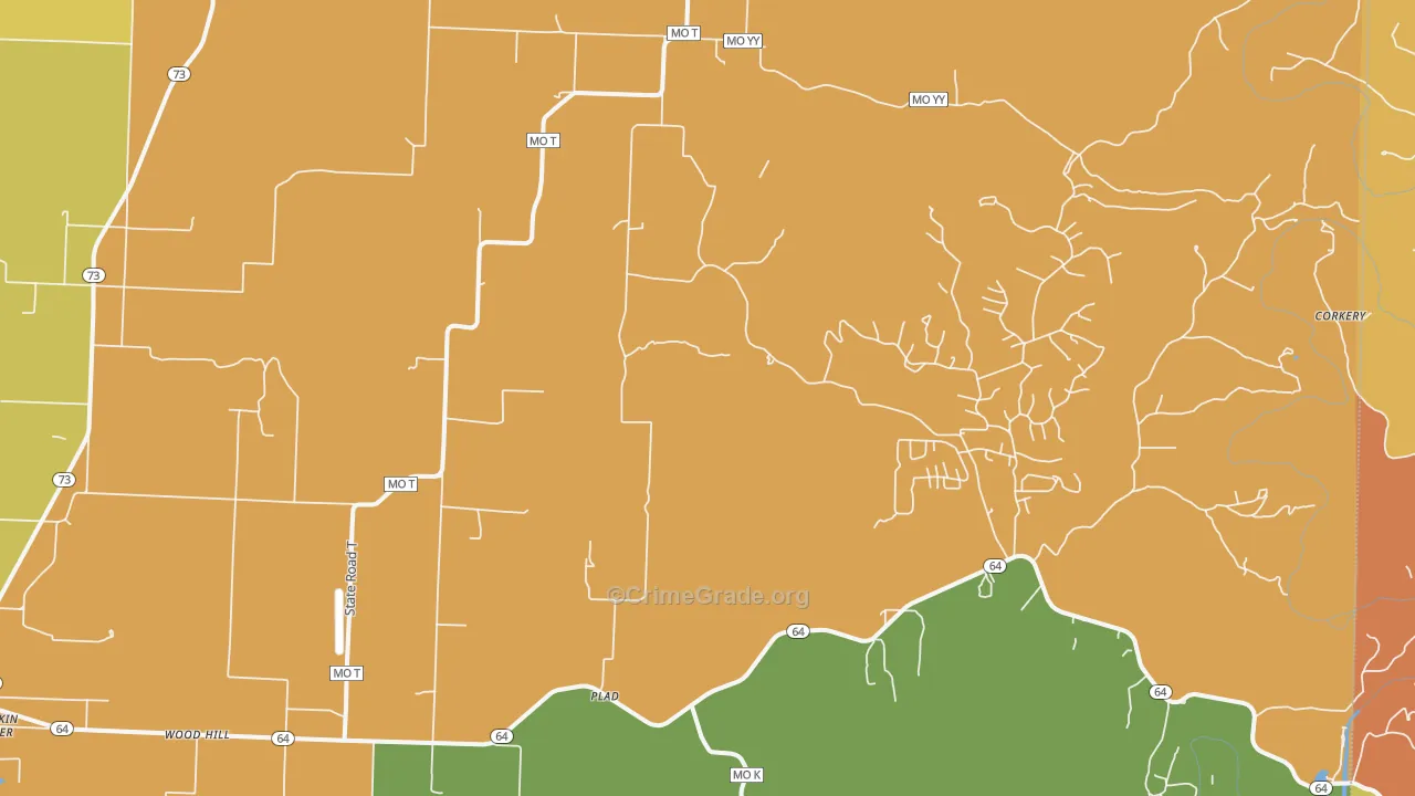 Plad, MO Map of Murder Rates