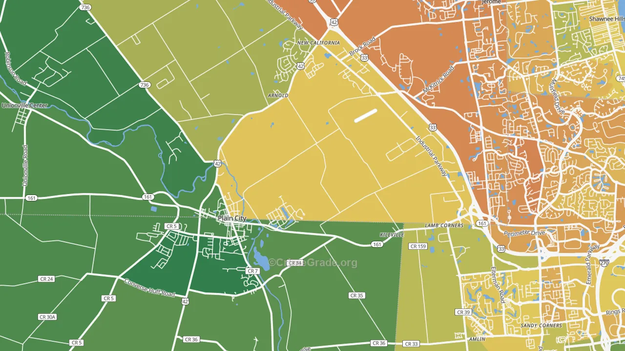 Plain City, OH Map of Murder Rates