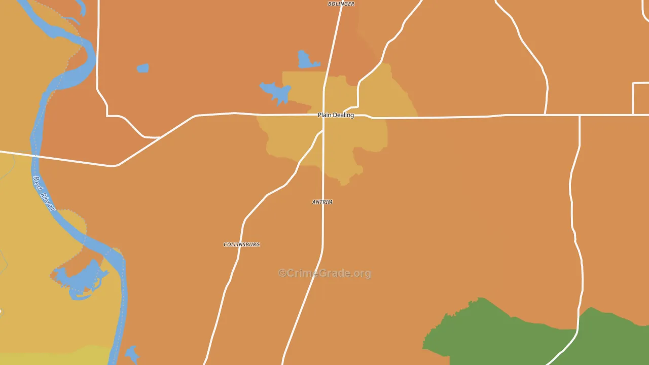 Plain Dealing, LA Map of Murder Rates