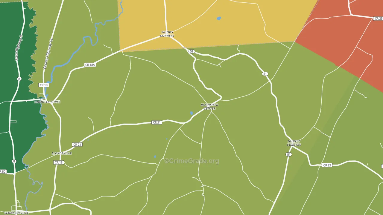 Plainfield Center, NY Map of Murder Rates