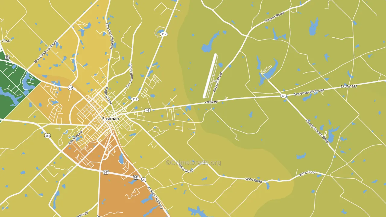 Plainfield, GA Map of Murder Rates