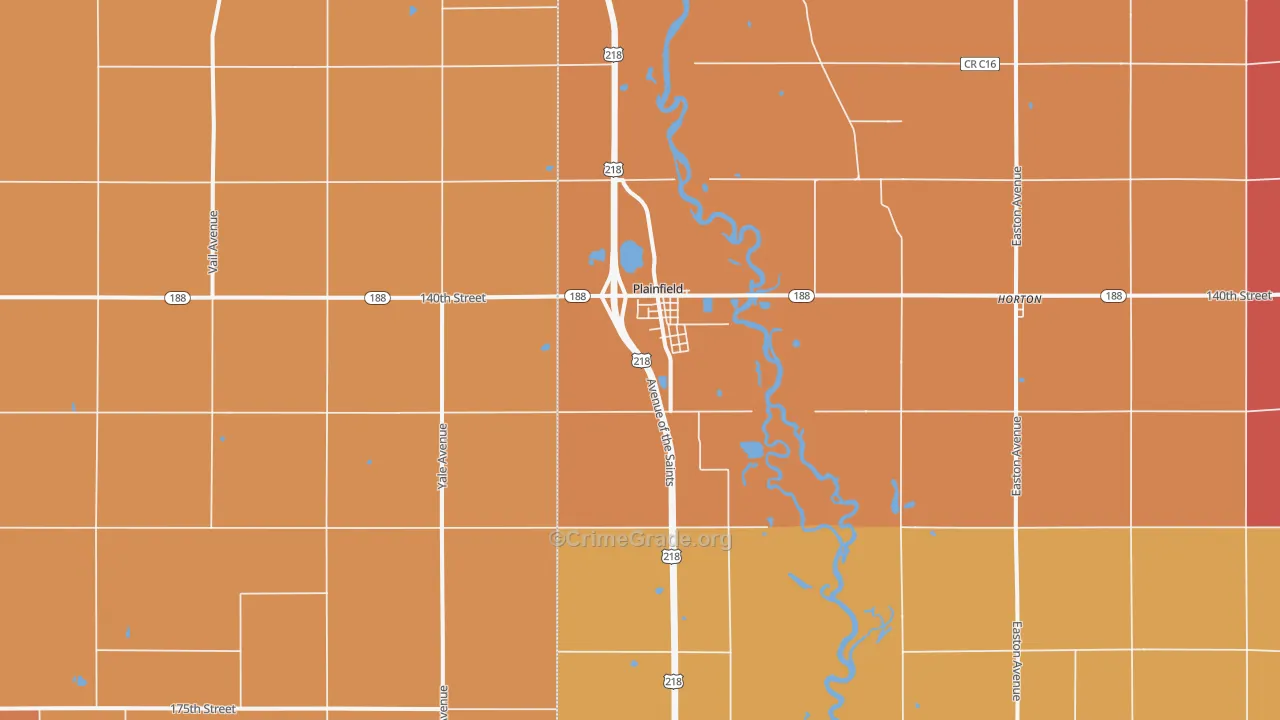 Plainfield, IA Map of Murder Rates