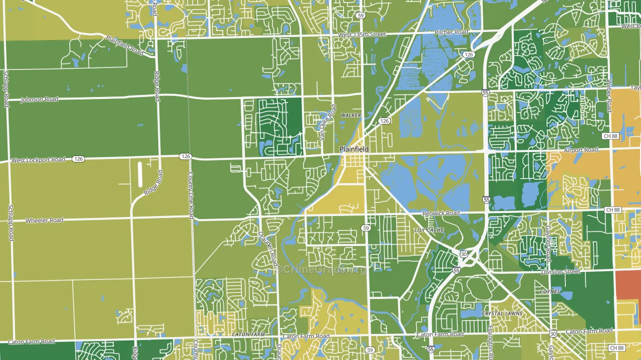 Plainfield, IL Map of Murder Rates