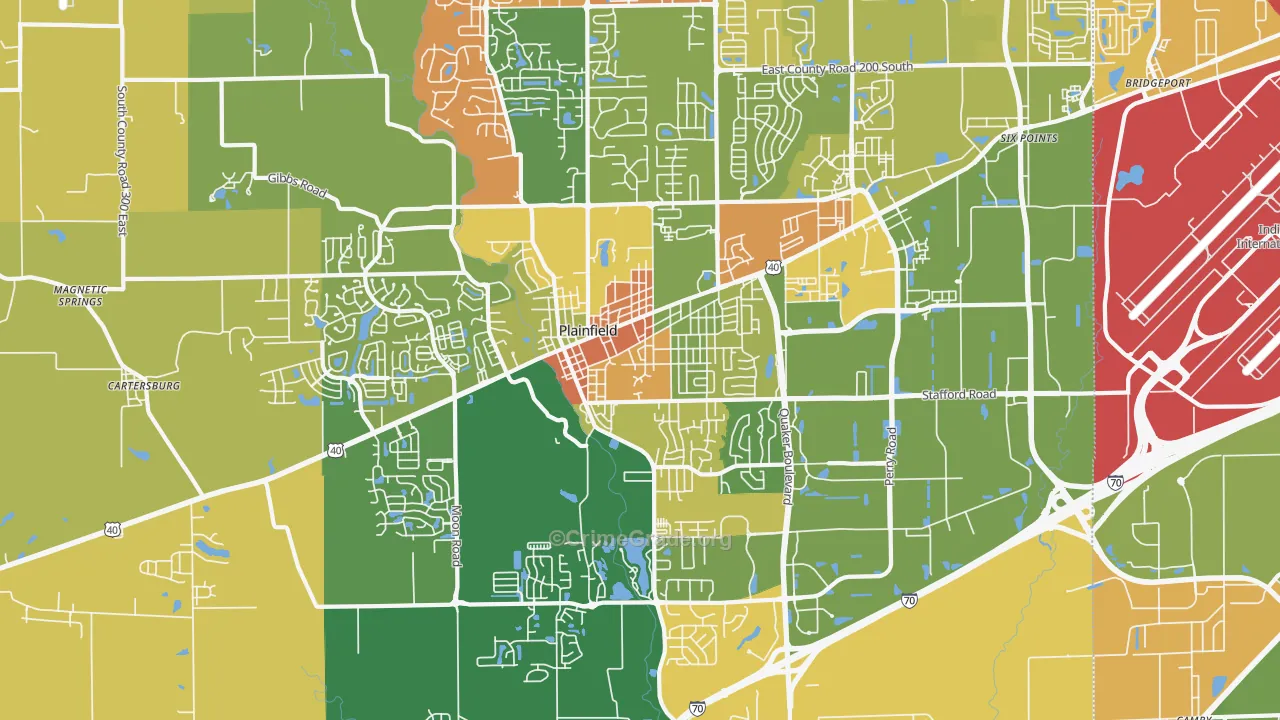 Plainfield, IN Map of Murder Rates