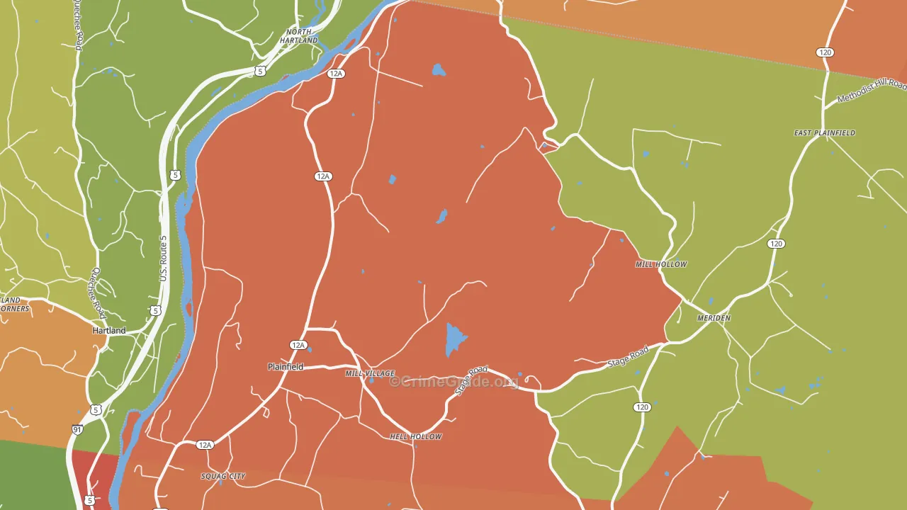 Plainfield, NH Map of Murder Rates