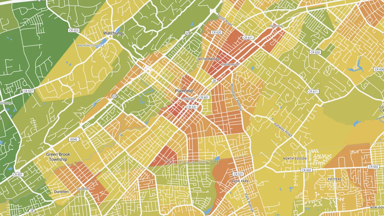 Plainfield, NJ Map of Murder Rates