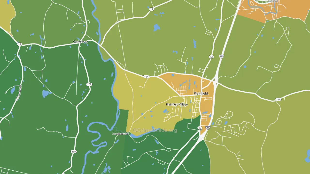 Plainfield Village, CT Map of Murder Rates