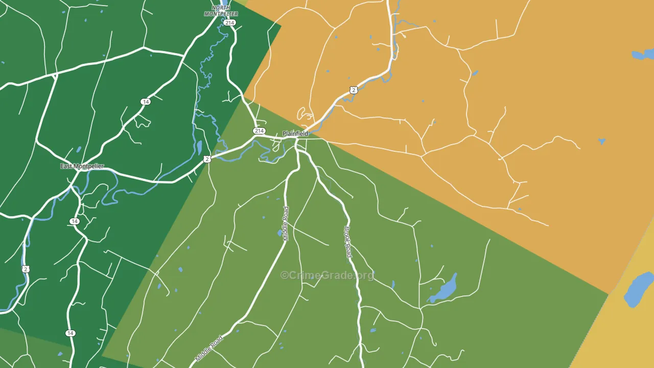 Plainfield, VT Map of Murder Rates