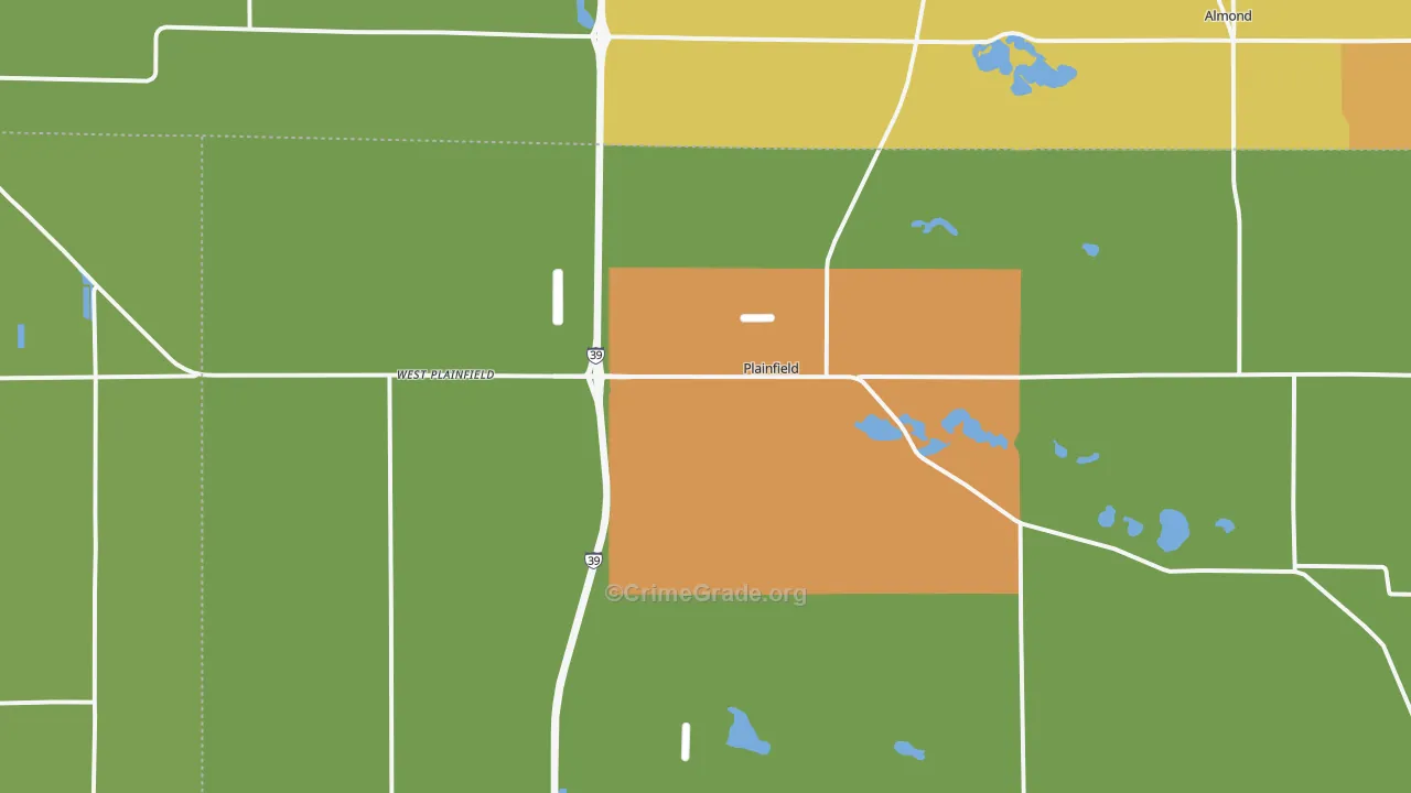 Plainfield, WI Map of Murder Rates