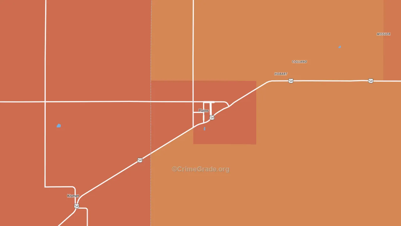 Plains, KS Map of Murder Rates