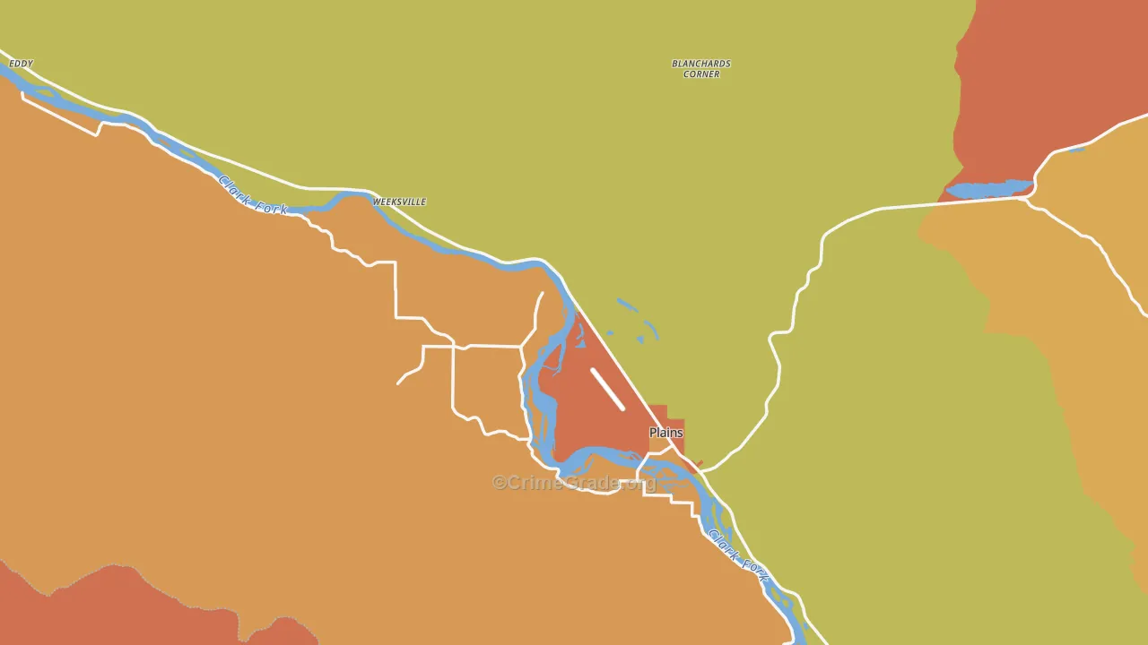 Plains, MT Map of Murder Rates