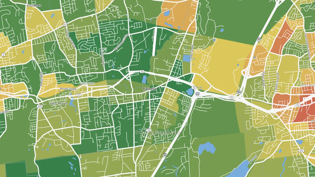 Plainville, CT Map of Murder Rates