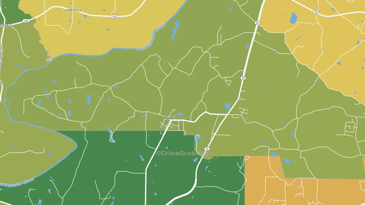 Plainville, GA Map of Murder Rates