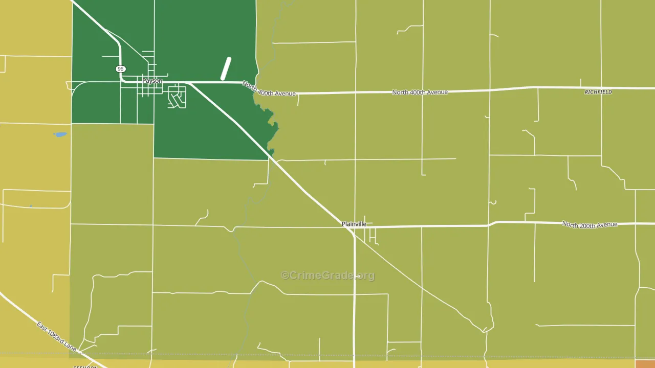 Plainville, IL Map of Murder Rates