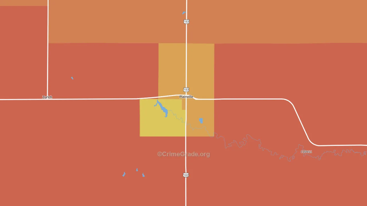Plainville, KS Map of Murder Rates
