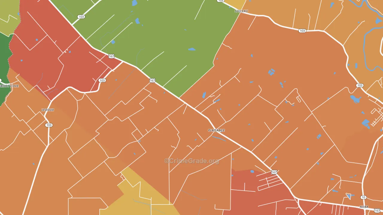 Plaisance, LA Map of Murder Rates