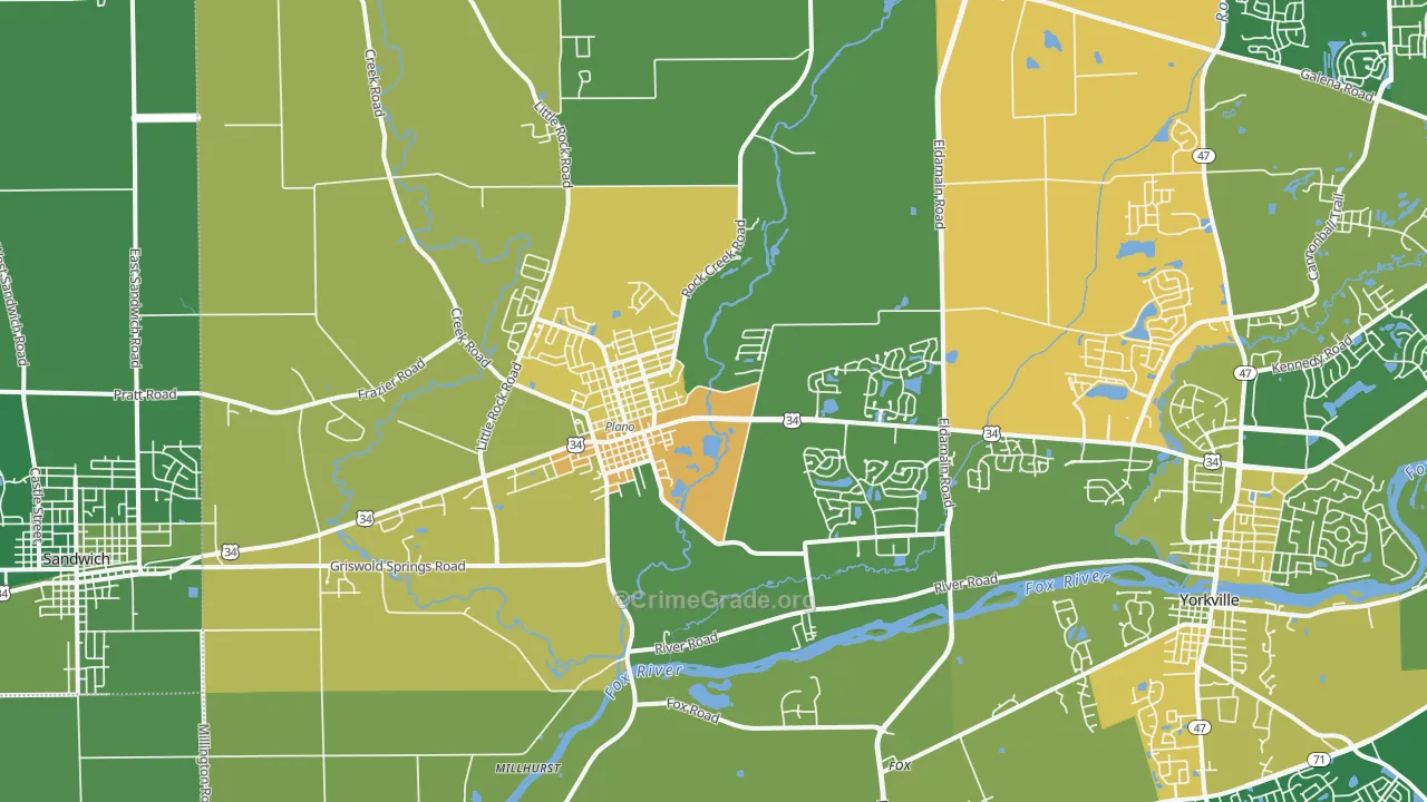 Plano, IL Map of Murder Rates