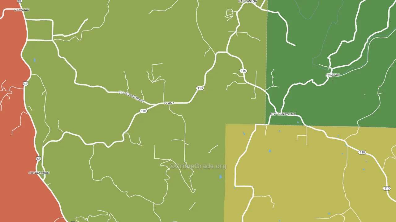 Plant, AR Map of Murder Rates