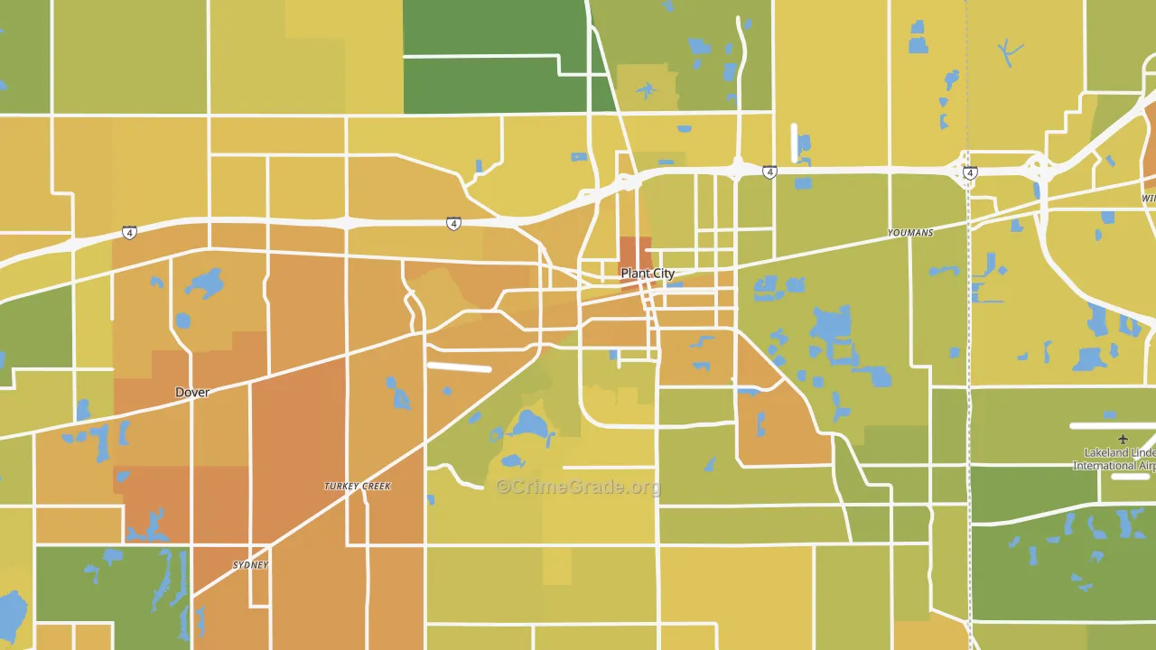 Plant City, FL Map of Murder Rates