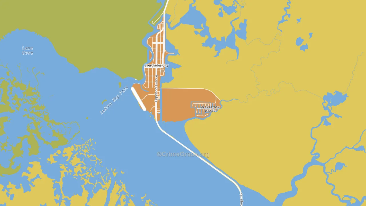 Plantation Island, FL Map of Murder Rates