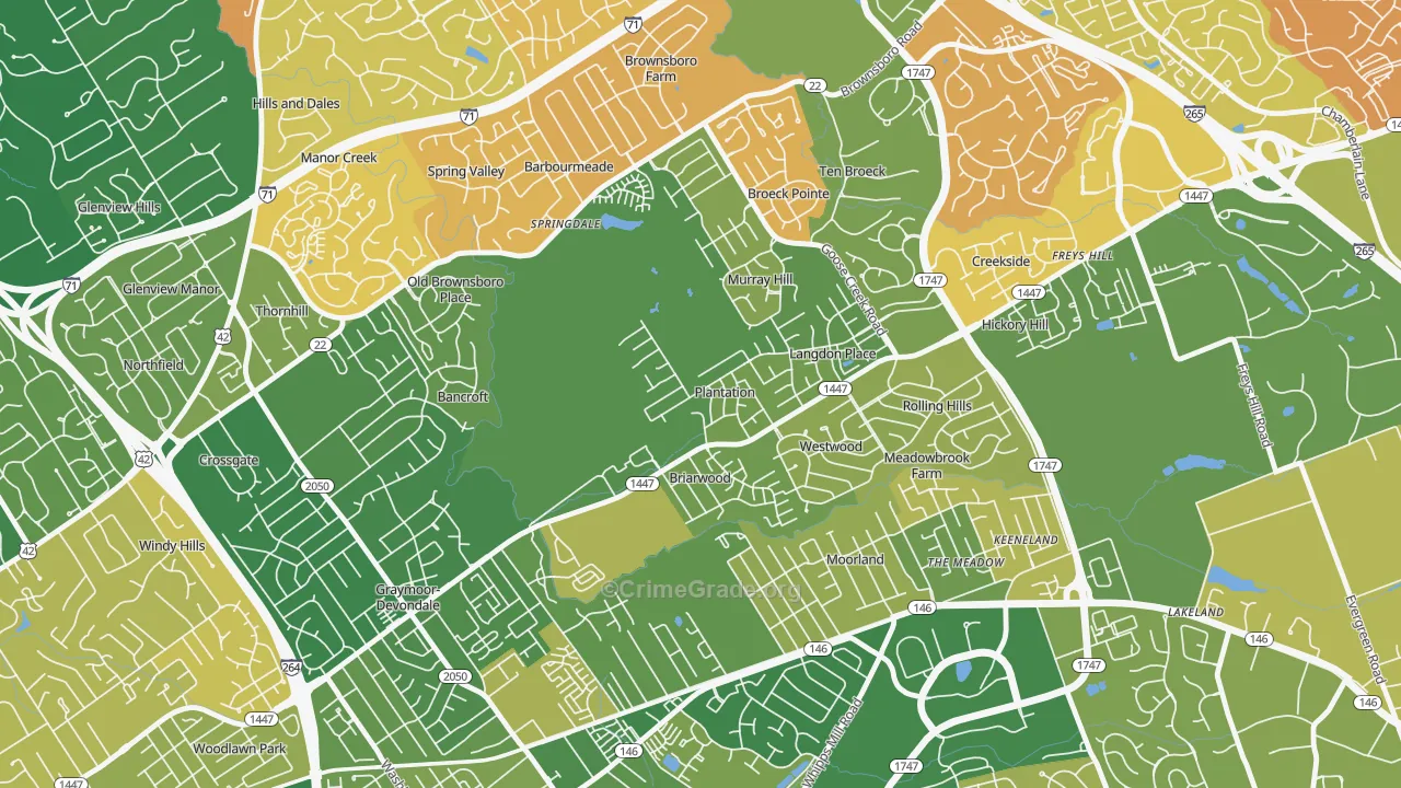 Plantation, KY Map of Murder Rates