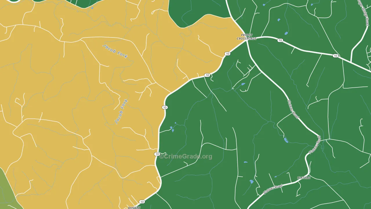 Plateau, NC Map of Murder Rates