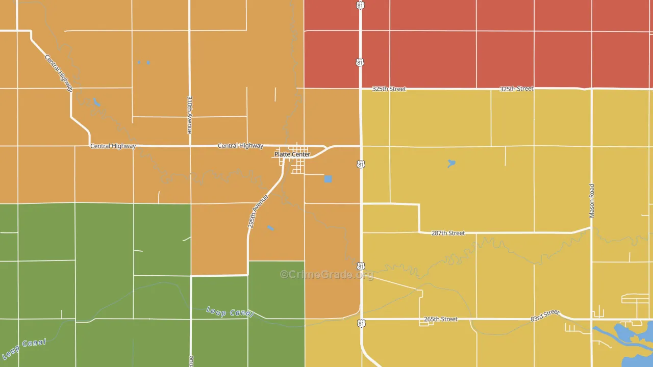 Platte Center, NE Map of Murder Rates