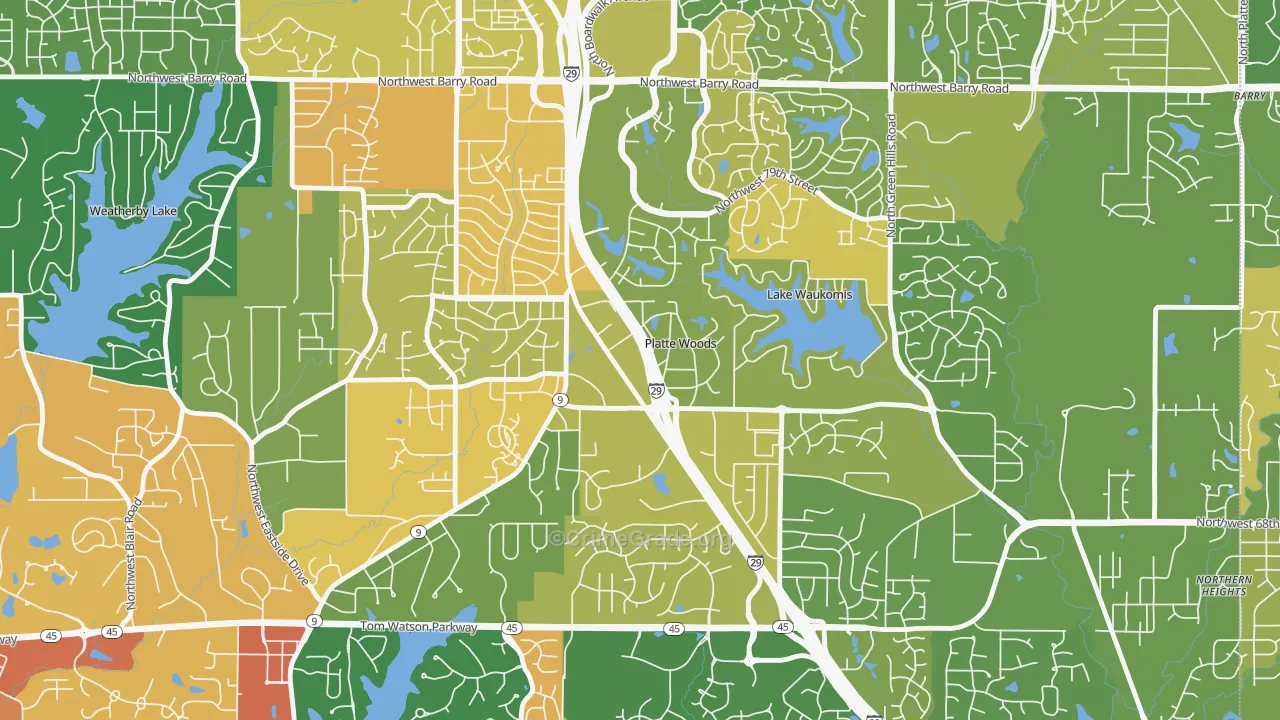 Platte Woods, MO Map of Murder Rates