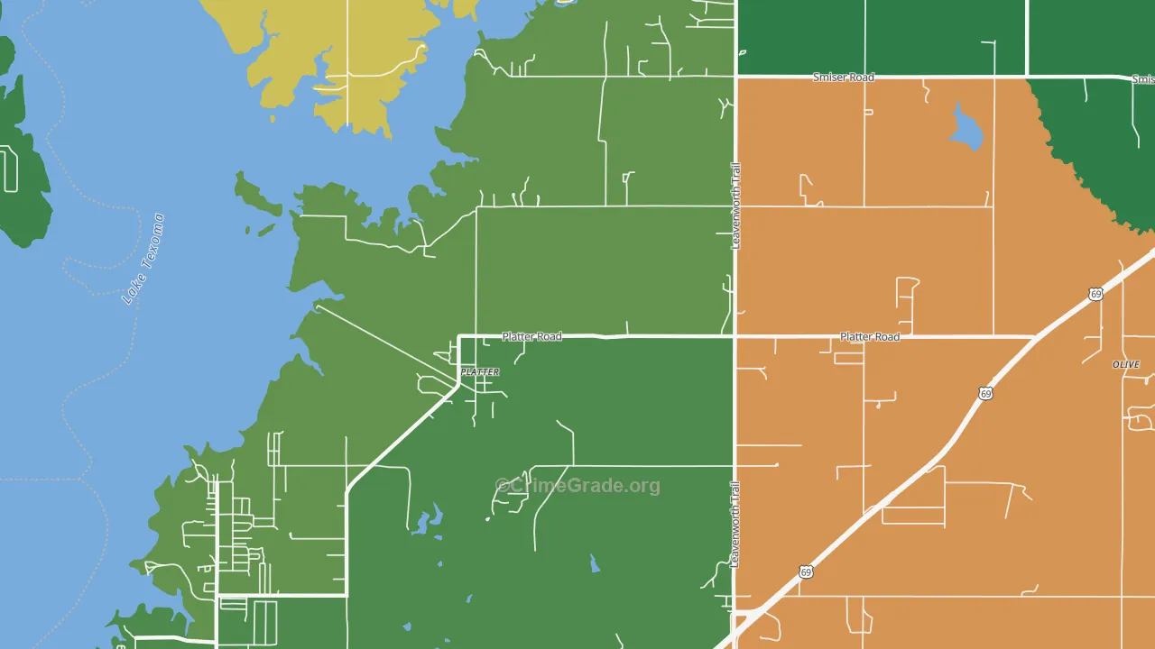 Platter, OK Map of Murder Rates